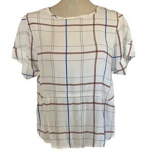 Next UK Short Sleeve Checked Blouse Size UK12/US10